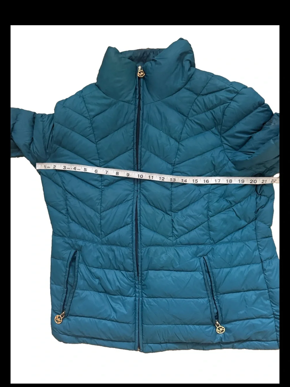 Michael Kors Teal Quilted Packable Down Puffer Hooded Jacket  Size XL